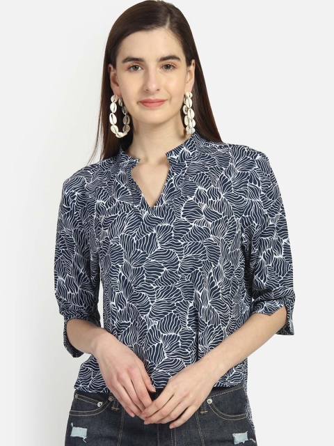 

Yaadleen Women Navy Blue & White Printed Top