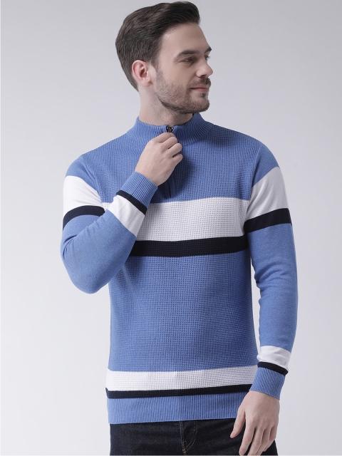 

COBB Men Blue & White Striped Pullover Sweater