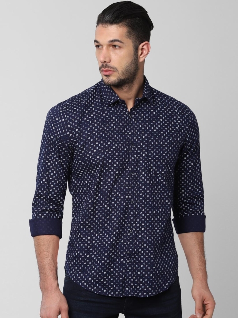 

Peter England Casuals Men Navy Blue & White Slim Fit Printed Casual Shirt