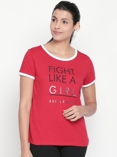 

Ajile by Pantaloons Women Red Printed Round Neck T-shirt