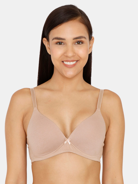 

Zivame Beige Solid Non-Wired Lightly Padded T-shirt Bra