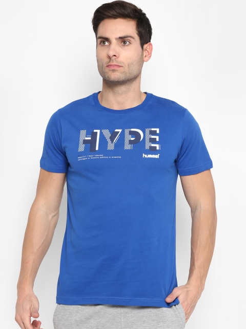 

hummel Men Blue Printed Round Neck T-shirt