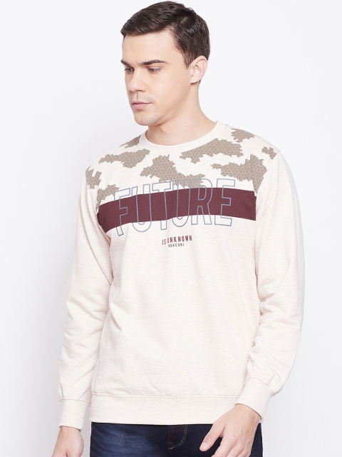 

Duke Men Beige Solid Sweatshirt
