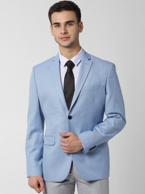 

Peter England Men Blue Self-Design Slim-Fit Single-Breasted Blazer