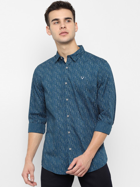 

Allen Solly Sport Men Teal Blue Olive Green Regular Fit Printed Casual Shirt