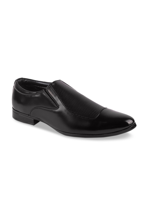 FAUSTO Men Black Solid Formal Slip-On Shoes