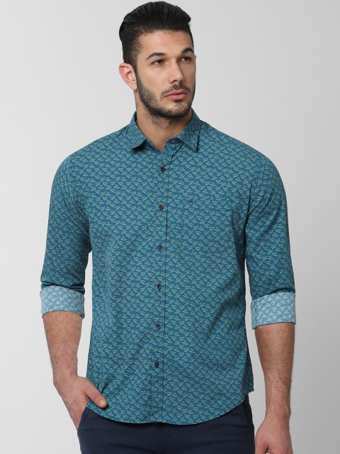 

Peter England Casuals Men Blue & Yellow Slim Fit Printed Casual Shirt