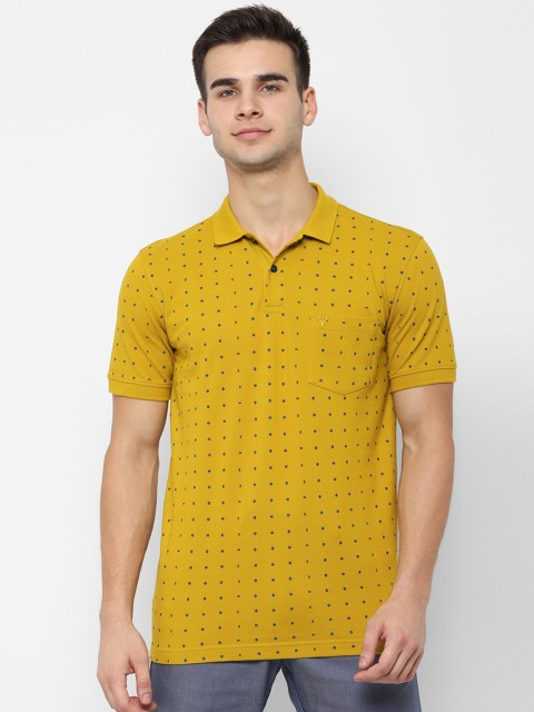 

Allen Solly Men Yellow Printed Polo Collar Pure Cotton T-shirt