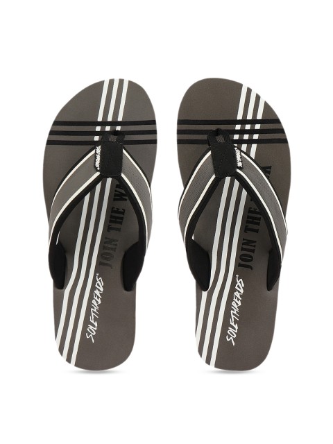

Solethreads Men Grey & White Printed Thong Flip-Flops