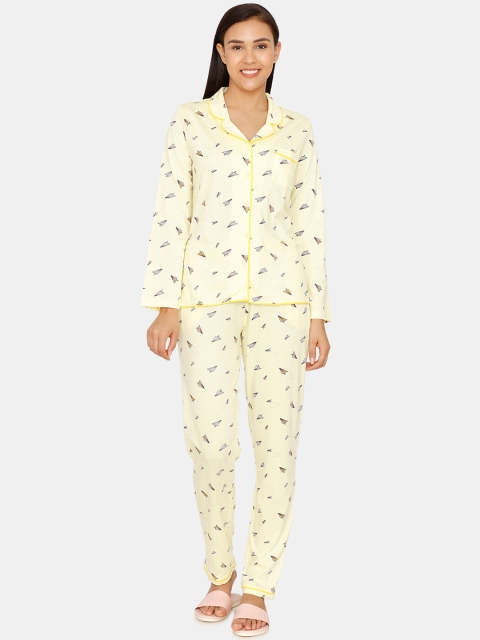 

Zivame Women Yellow Printed Night Suit ZI60A2FASHBYELW