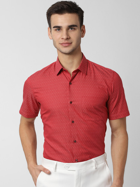

Peter England Men Red Slim Fit Self Design Formal Shirt