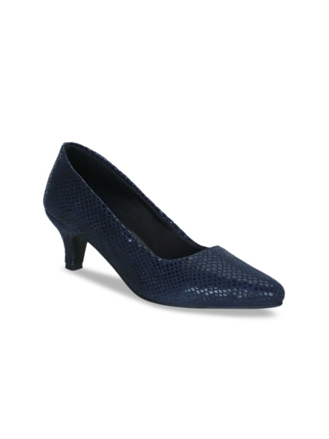 

Get Glamr Women Navy Blue Textured Pumps