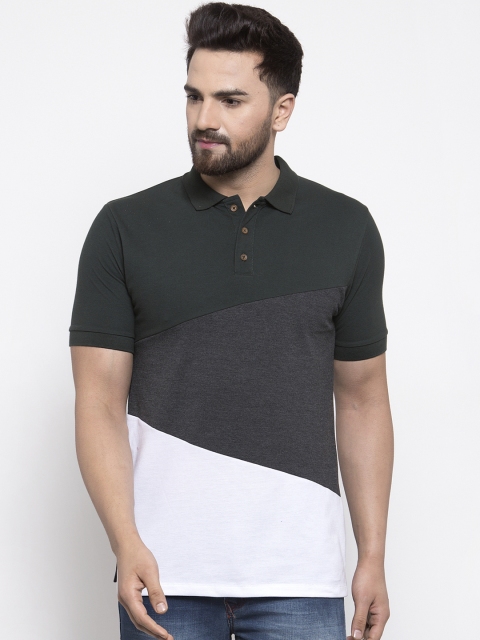 

Kalt Men Grey Colourblocked Polo Collar T-shirt