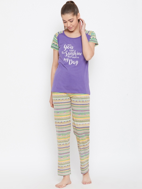 

Duke Women Violet Printed T-shirt with Pyjamas