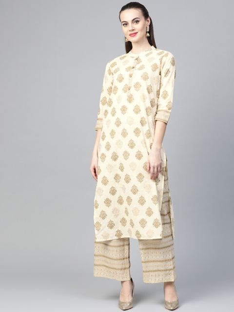 

Yuris Women Cream-Coloured Printed Kurta with Palazzos