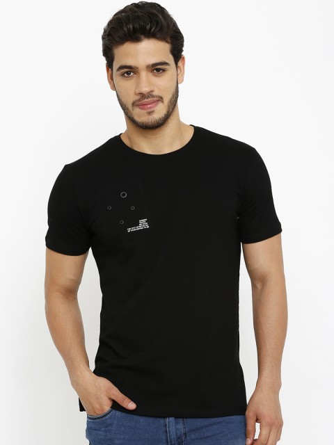 

Rex Straut Jeans Men Black Printed Round Neck T-shirt