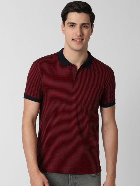 

Peter England Casuals Men Red & Black Striped Polo Collar T-shirt