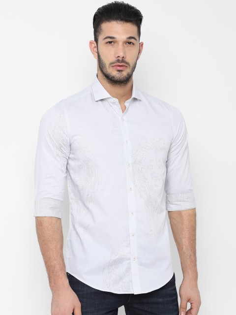 

SIMON CARTER LONDON Men White Slim Fit Printed Casual Shirt