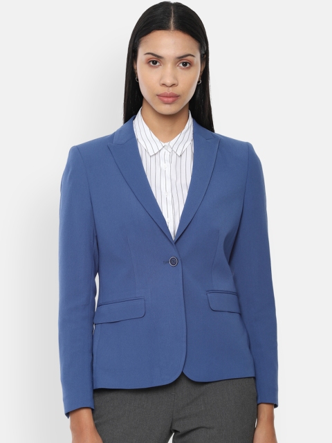 Van Heusen Woman Blue Solid Single-Breasted Formal Blazer