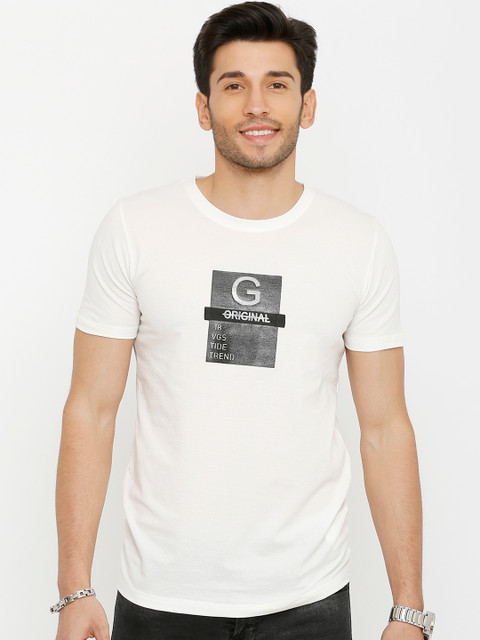 

Rex Straut Jeans Men White Printed Round Neck T-shirt