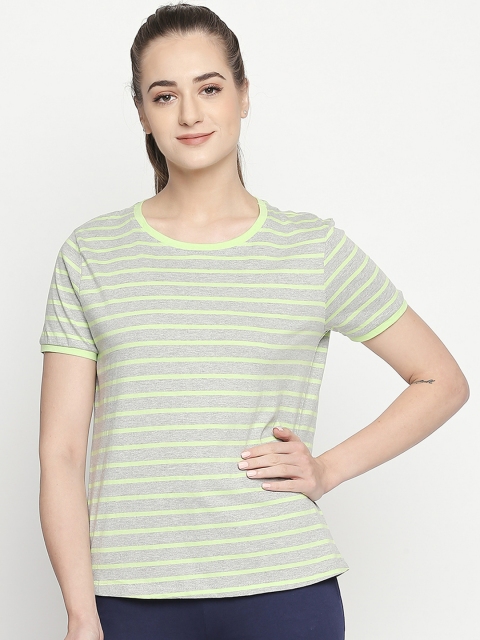 

Ajile by Pantaloons Women Grey Striped Round Neck T-shirt