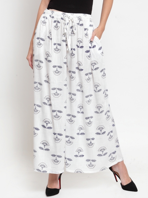 

Clora Creation Women Navy Blue & White Printed Wide Leg Palazzos