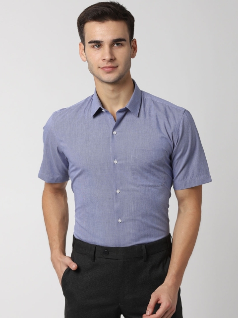 

Peter England Men Blue Regular Fit Self Design Formal Shirt