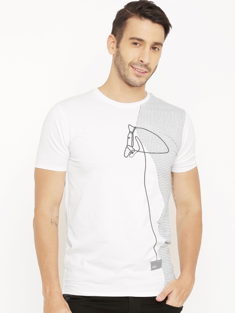

Rex Straut Jeans Men White Printed Round Neck T-shirt