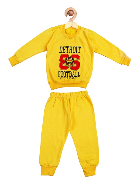 

TINY HUG Unisex Yellow & Red Printed T-shirt with Pyjama