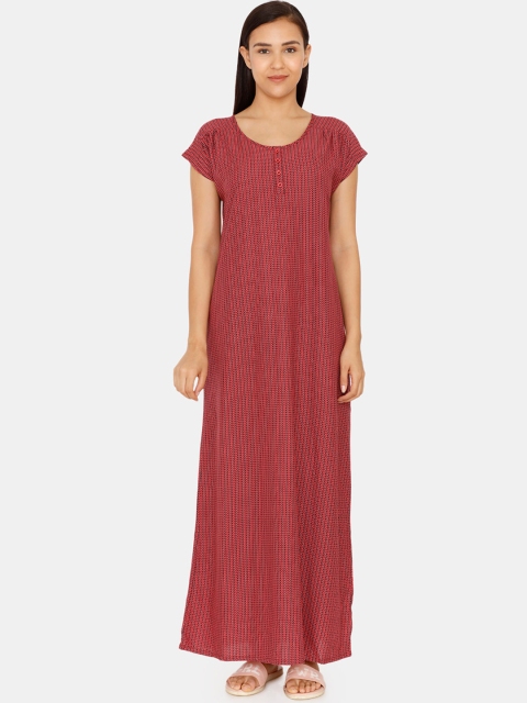 

Zivame Red Printed Nightdress ZI603WFASH00