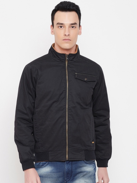 

Duke Men Black Solid Bomber Jacket