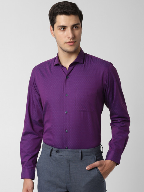 

Peter England Men Purple Regular Fit Self Design Formal Shirt