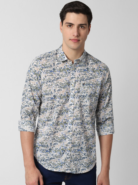 

Peter England Casuals Men Blue & Green Slim Fit Printed Casual Shirt