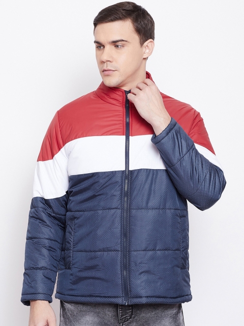 

Duke Men Blue & White Colourblocked Padded Jacket