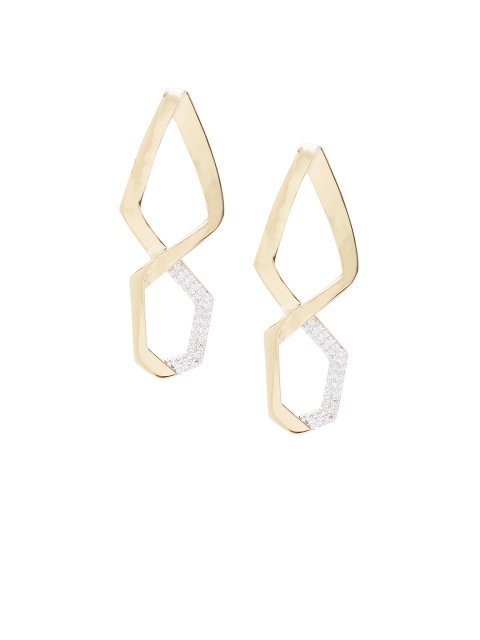 

shaze Gold-Toned & Off-White Geometric Studs