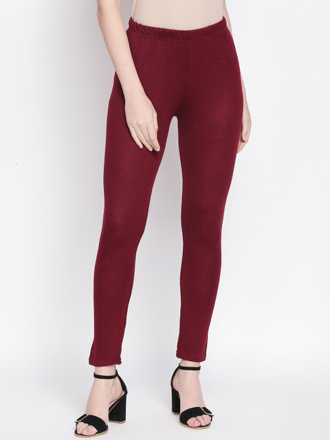 

RANGMANCH BY PANTALOONS Women Maroon Skinny Fit Solid Ankle-Length Leggings