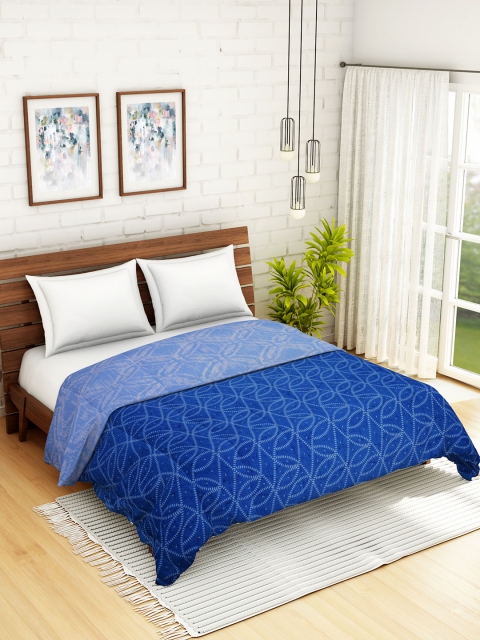 

WELHOME Blue Abstract AC Room 110 GSM Double Bed Quilt