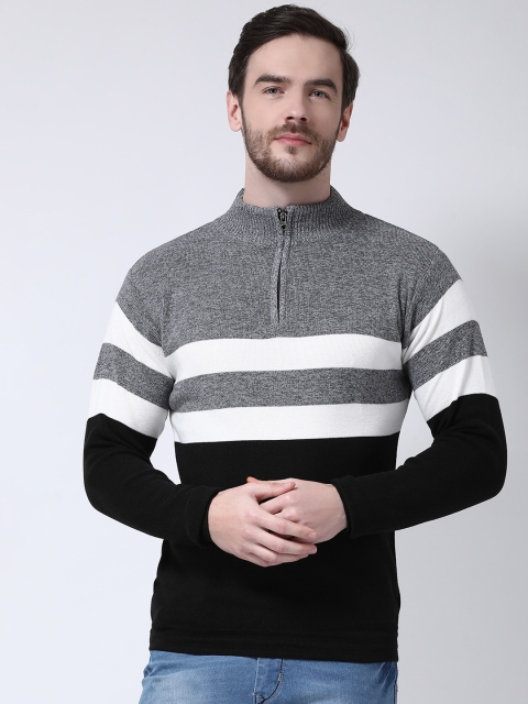 

COBB Men Grey Colourblocked Pullover