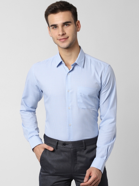 

Peter England Men Blue Regular Fit Checked Formal Shirt