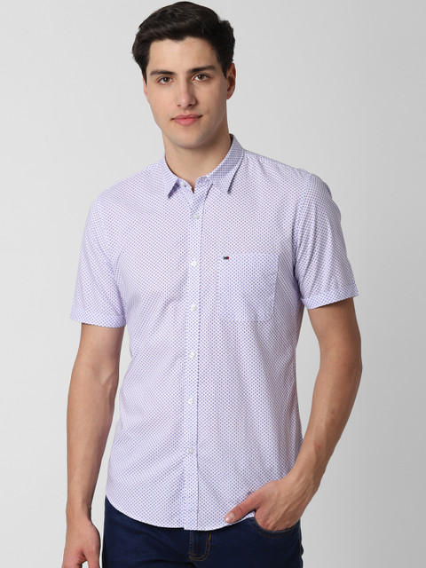 

Peter England Casuals Men Purple & Blue Slim Fit Printed Casual Shirt