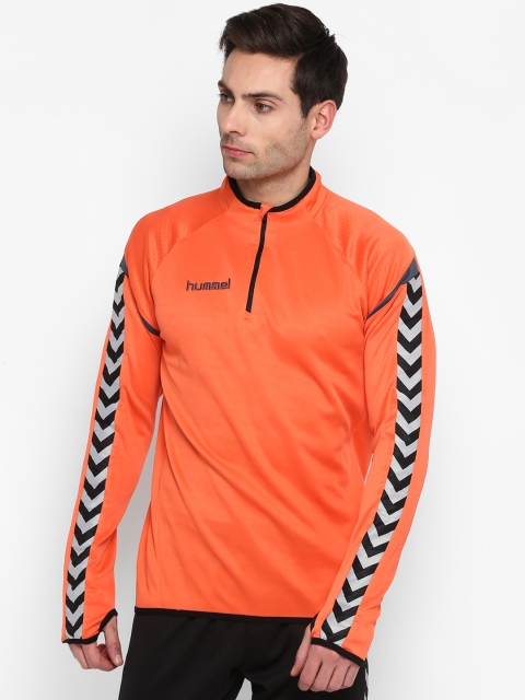 

hummel Men Orange & Black Solid Sweatshirt