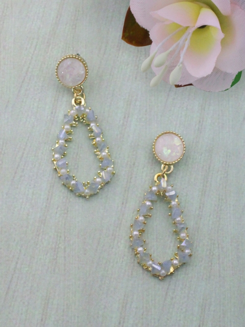 

Sia Art Jewellery Gold-Plated & Pink Circular Drop Earrings
