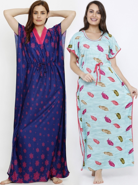 

Pretty Awesome Pack of 2 Printed Nightdresses, Green