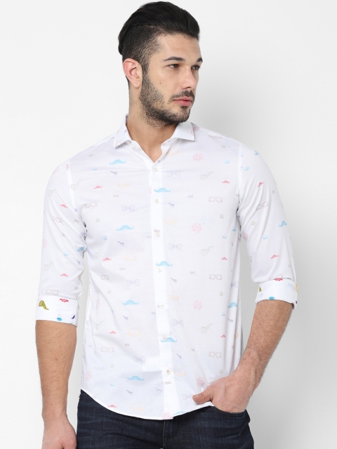 

SIMON CARTER LONDON Men White Slim Fit Printed Casual Shirt