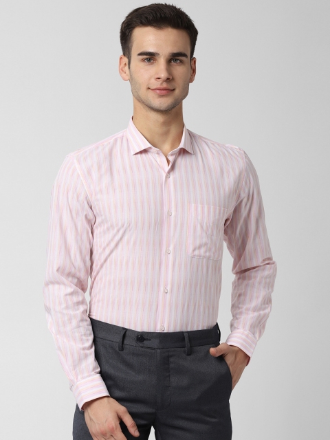 

Peter England Men Pink & White Regular Fit Striped Formal Shirt