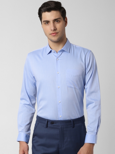 

Peter England Men Blue Regular Fit Self Design Formal Shirt