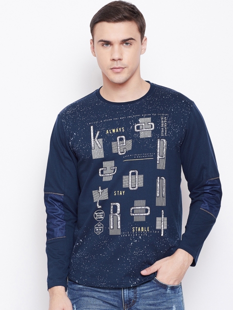 

Duke Men Blue Printed Round Neck T-shirt