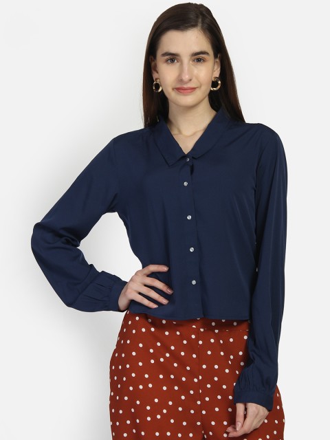 

Yaadleen Women Navy Blue Regular Fit Solid Casual Shirt