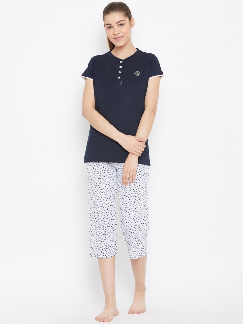 

Duke Women Navy Blue Solid T-shirt with Capris