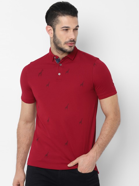 

SIMON CARTER LONDON Men Maroon Printed Polo Collar T-shirt